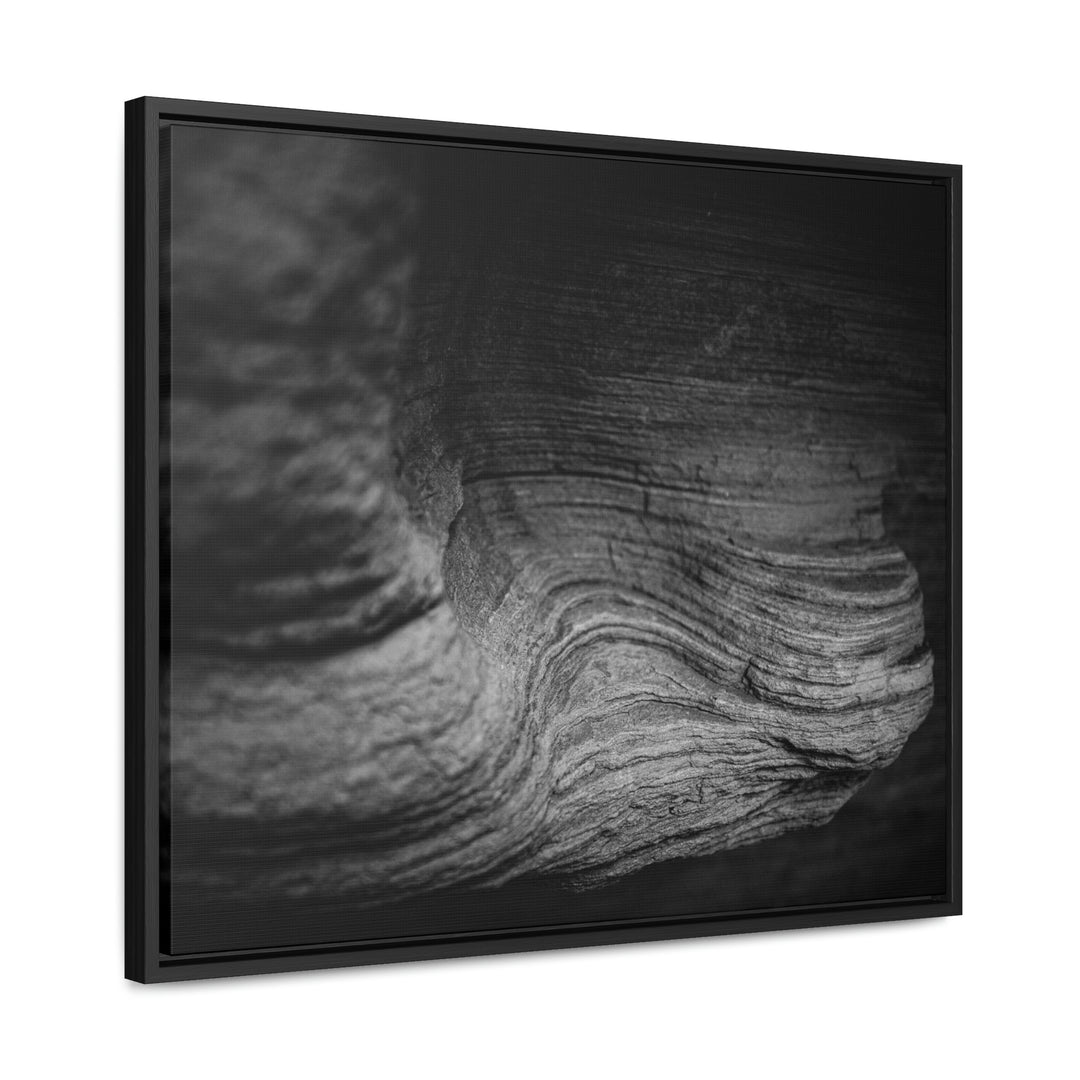 Sedimentary Rock Curves in Black and White - Canvas with Frame