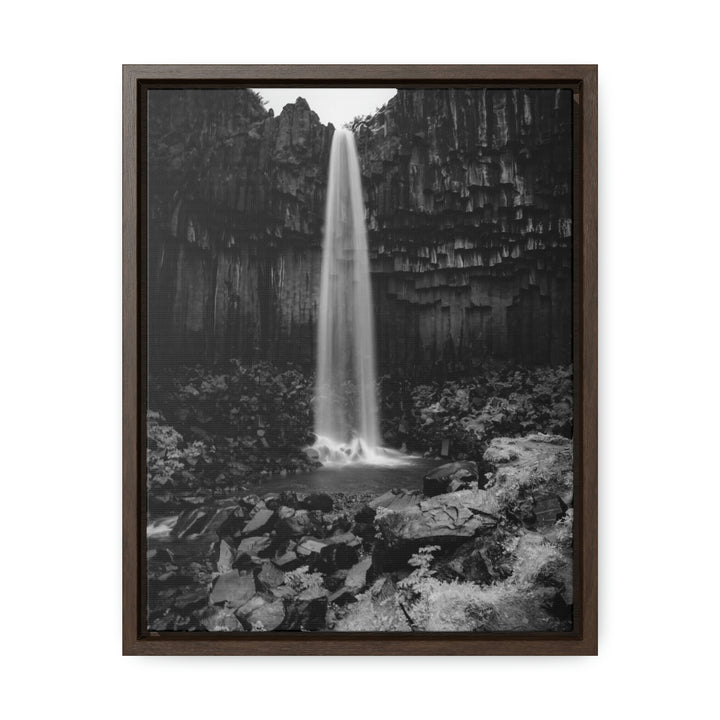 Svartifoss in Black and White - Canvas with Frame