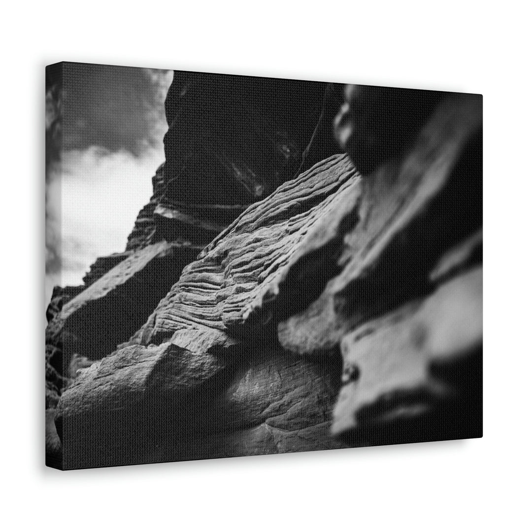 Layers of Rock in Black and White - Canvas