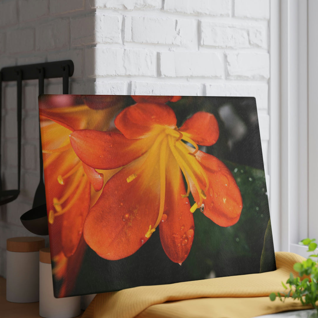 Bright Bush Lily - Glass Cutting Board - Visiting This World