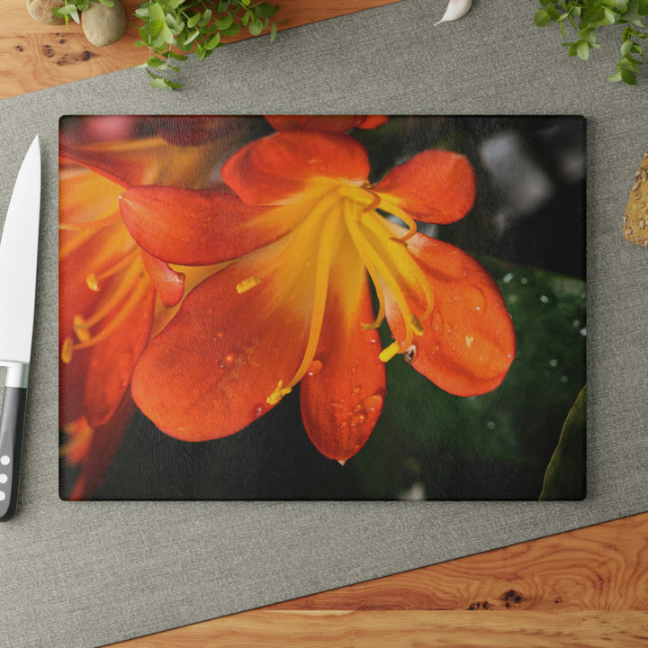 Bright Bush Lily - Glass Cutting Board - Visiting This World