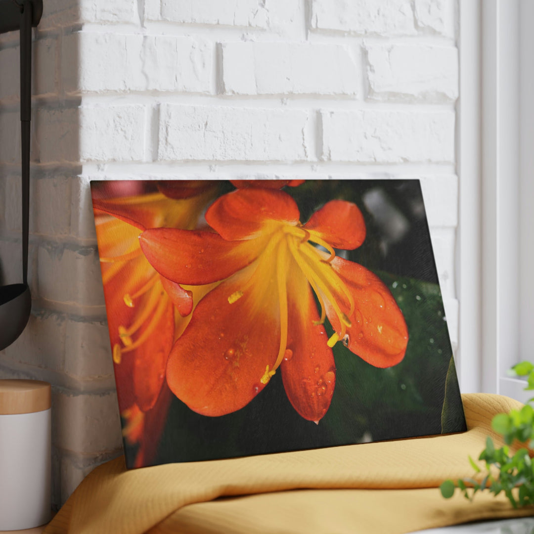 Bright Bush Lily - Glass Cutting Board - Visiting This World