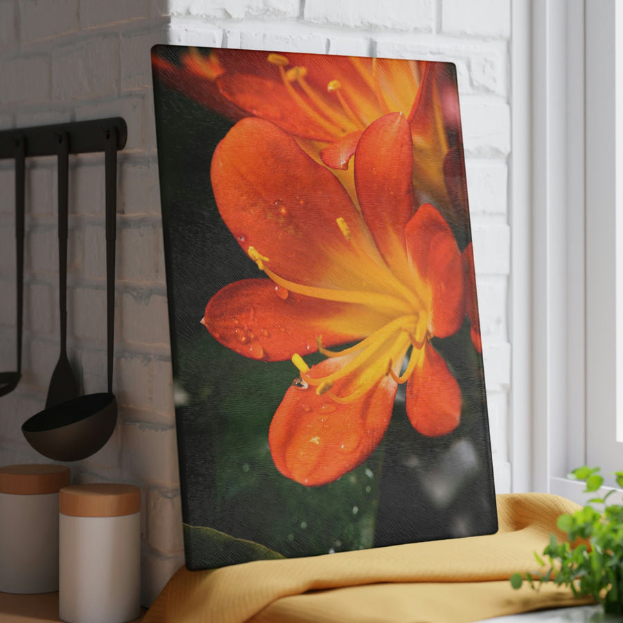 Bright Bush Lily - Glass Cutting Board - Visiting This World