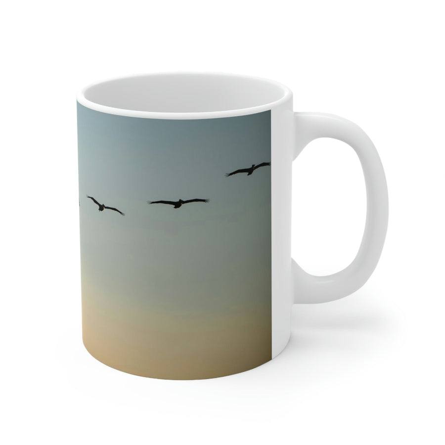 Brown Pelicans in Flight - Ceramic Mug 11oz - Visiting This World