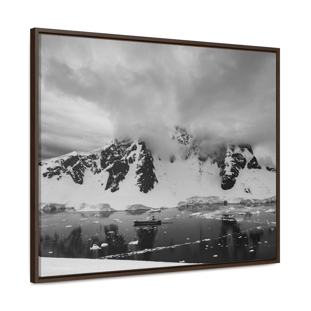 Peaceful Anchoring in Black and White - Canvas with Frame