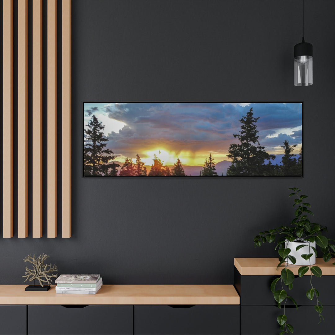 Rainy Sunset Through the Trees - Canvas with Frame