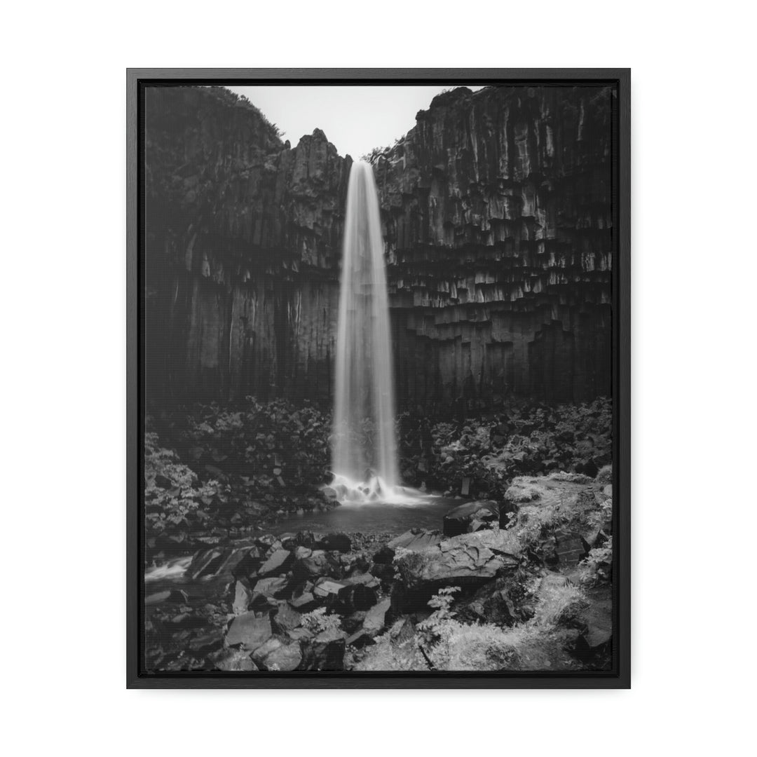 Svartifoss in Black and White - Canvas with Frame