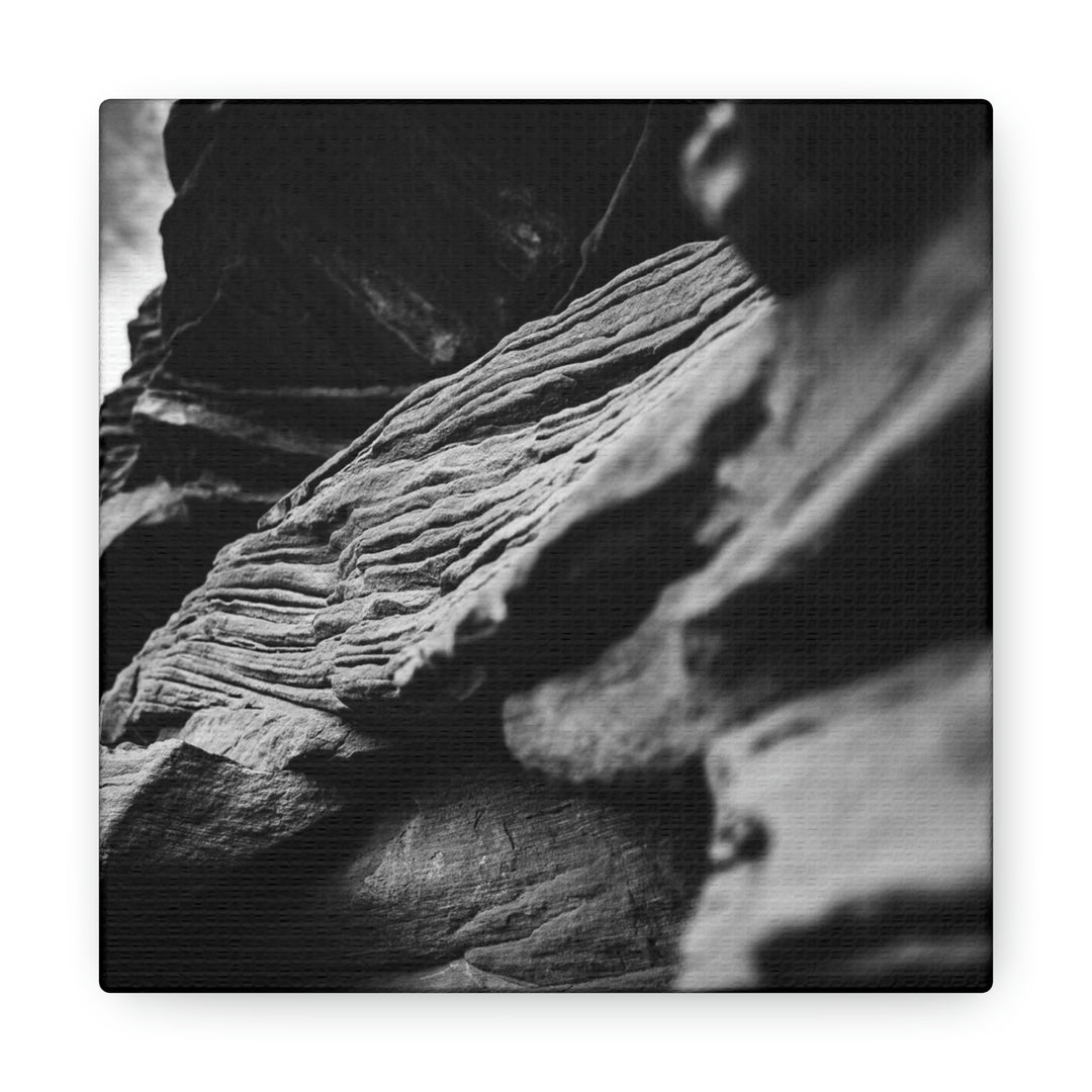 Layers of Rock in Black and White - Canvas