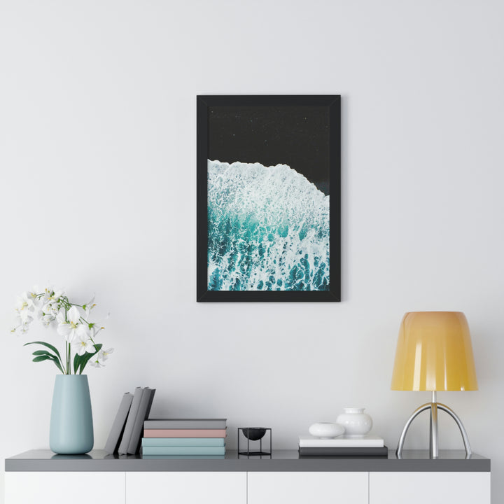 A Wave on Volcanic Sand - Framed Print