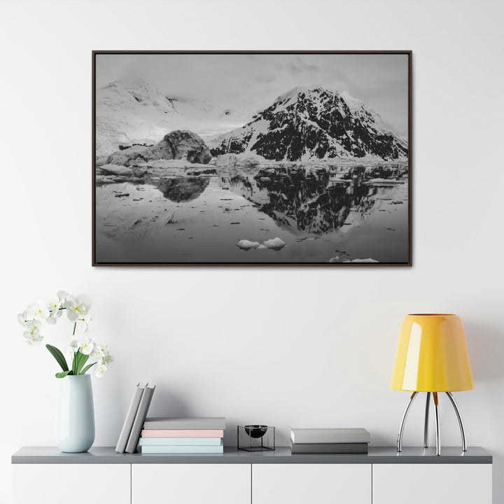 Reflected Calm in Black and White - Canvas with Frame