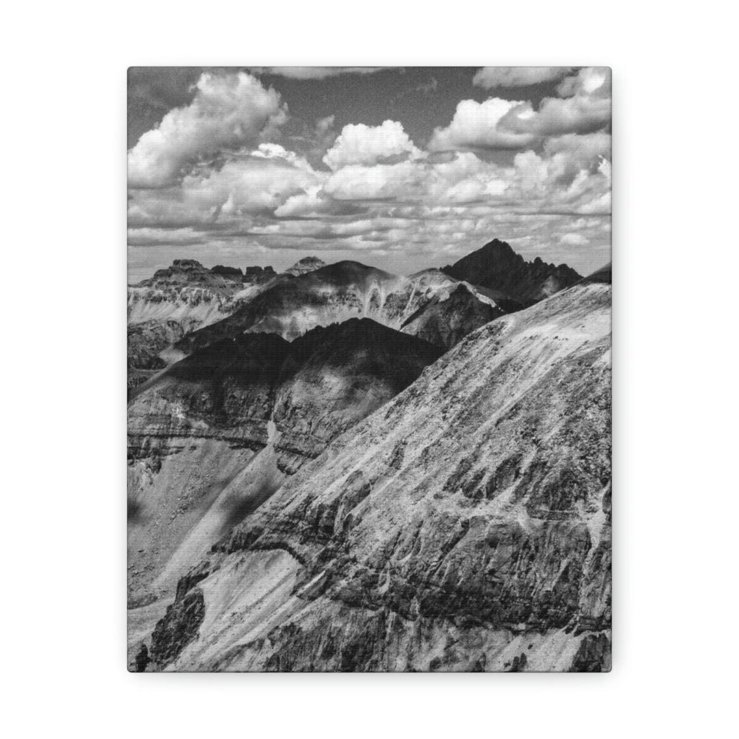 Imogene Pass From the Air in Black and White - Canvas