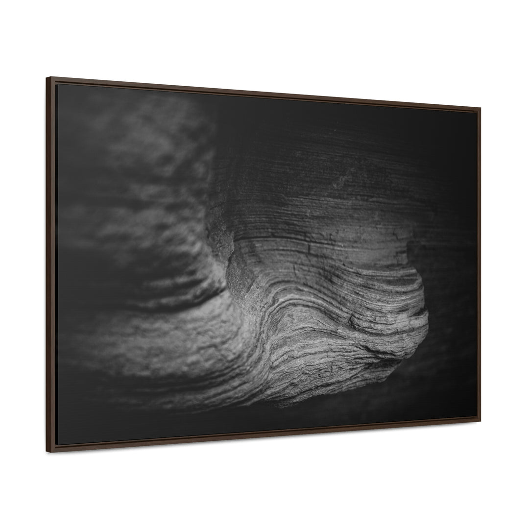 Sedimentary Rock Curves in Black and White - Canvas with Frame