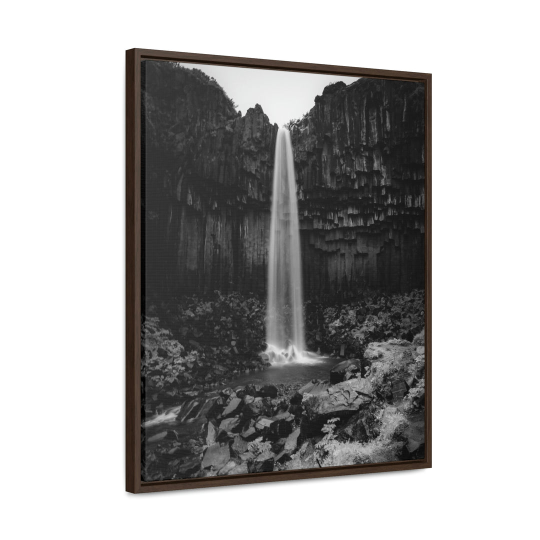 Svartifoss in Black and White - Canvas with Frame