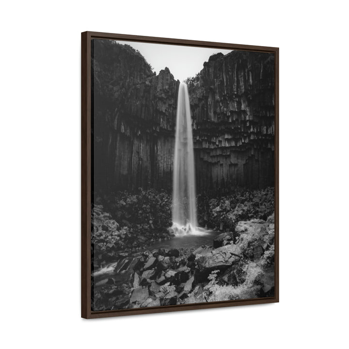 Svartifoss in Black and White - Canvas with Frame