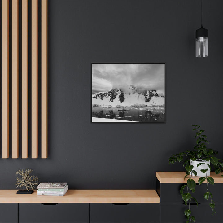 Peaceful Anchoring in Black and White - Canvas with Frame