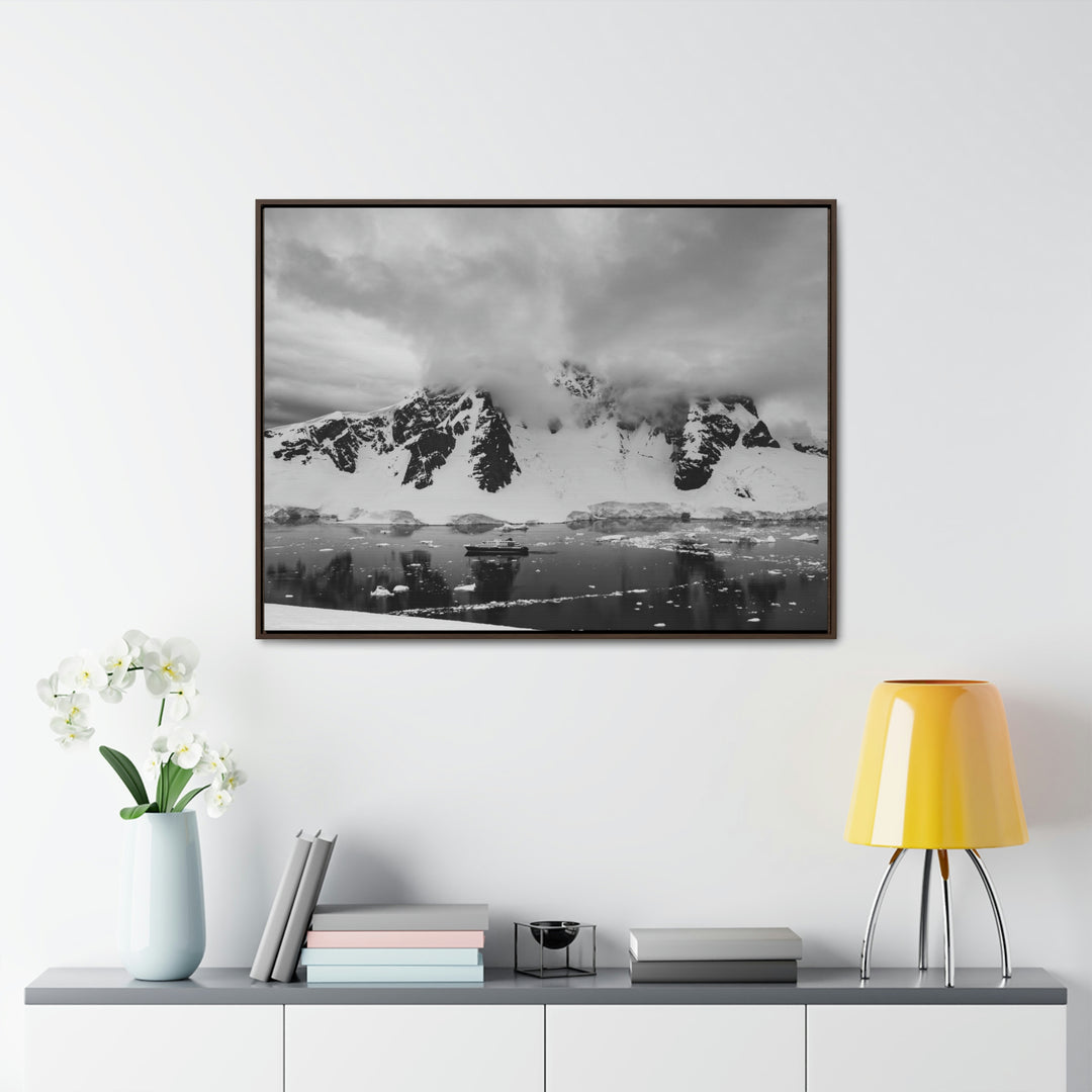 Peaceful Anchoring in Black and White - Canvas with Frame