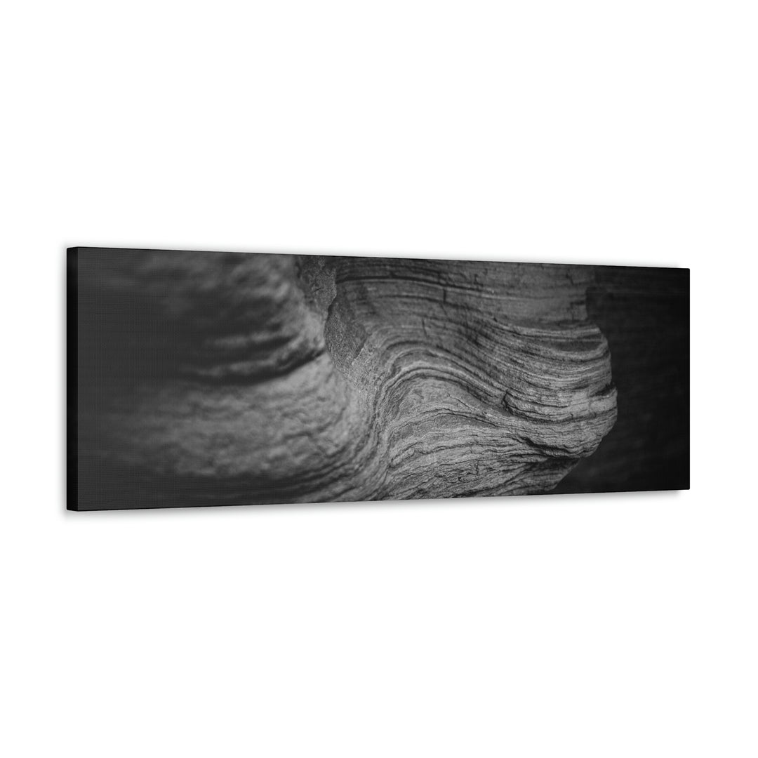 Sedimentary Rock Curves in Black and White - Canvas