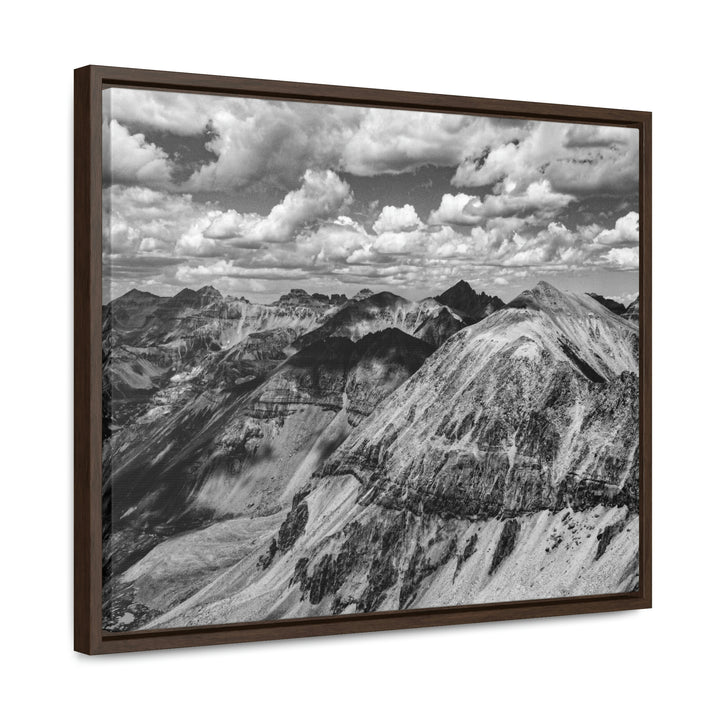 Imogene Pass From the Air in Black and White - Canvas with Frame