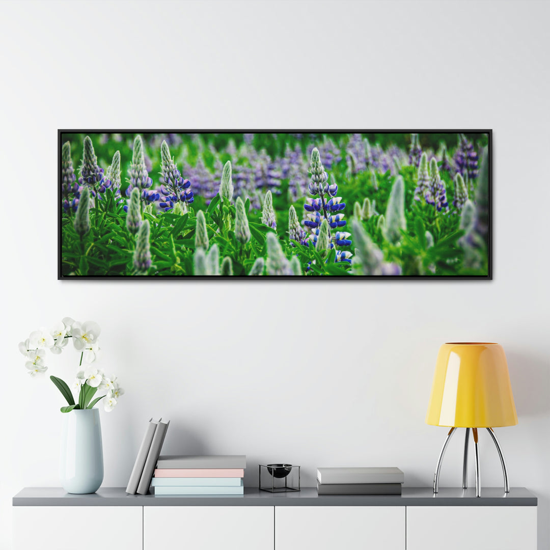 Glowing Lupin with Mountains - Canvas with Frame