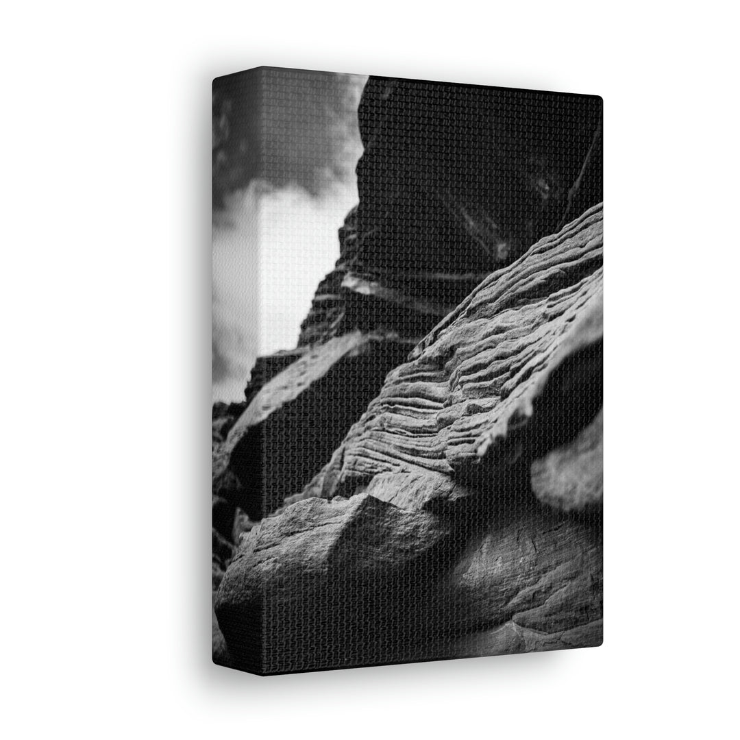 Layers of Rock in Black and White - Canvas