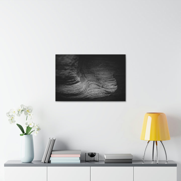 Sedimentary Rock Curves in Black and White - Canvas