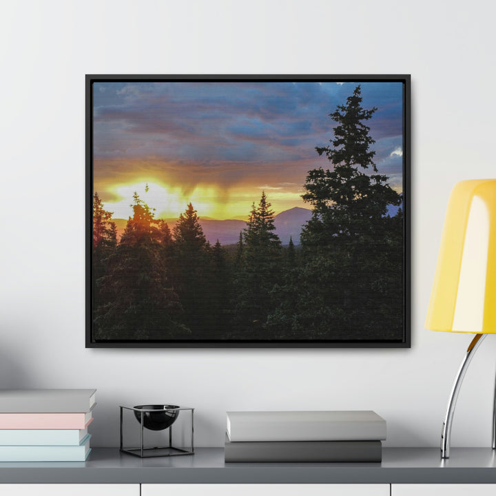 Rainy Sunset Through the Trees - Canvas with Frame