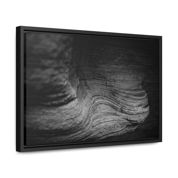 Sedimentary Rock Curves in Black and White - Canvas with Frame