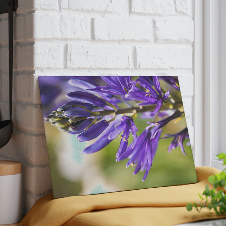 Camas in Bloom - Glass Cutting Board - Visiting This World