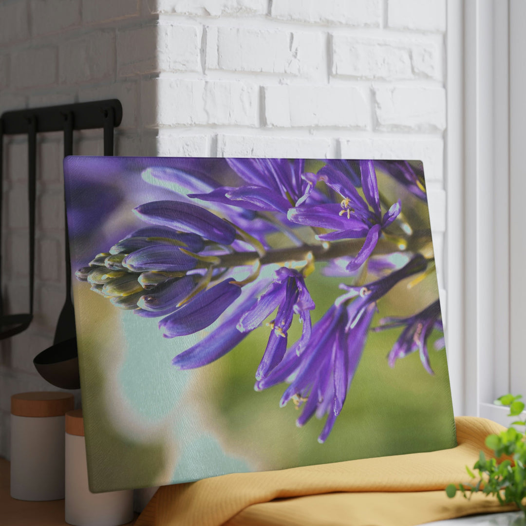 Camas in Bloom - Glass Cutting Board - Visiting This World