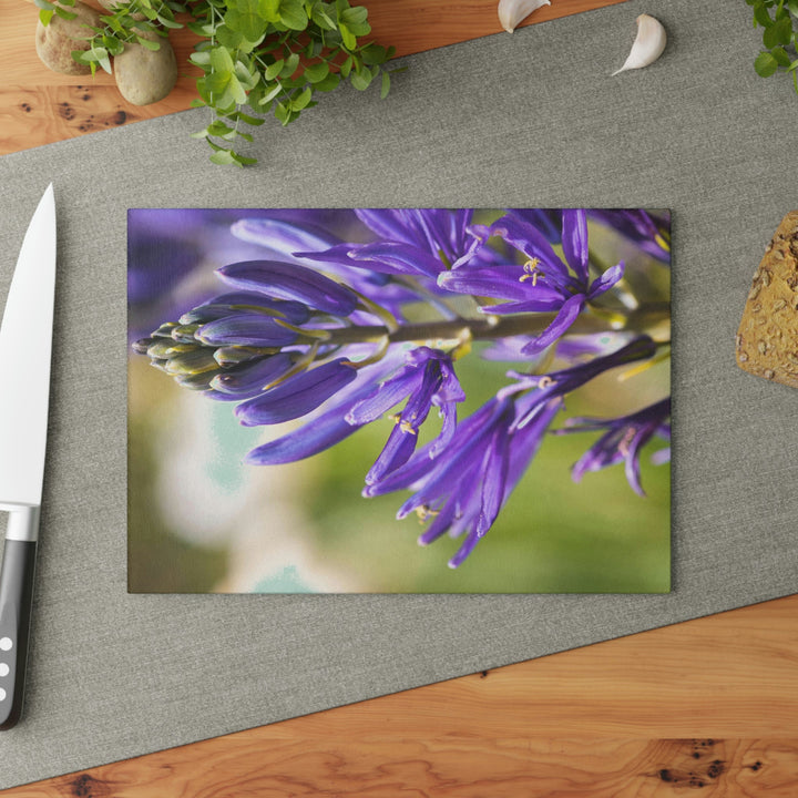 Camas in Bloom - Glass Cutting Board - Visiting This World