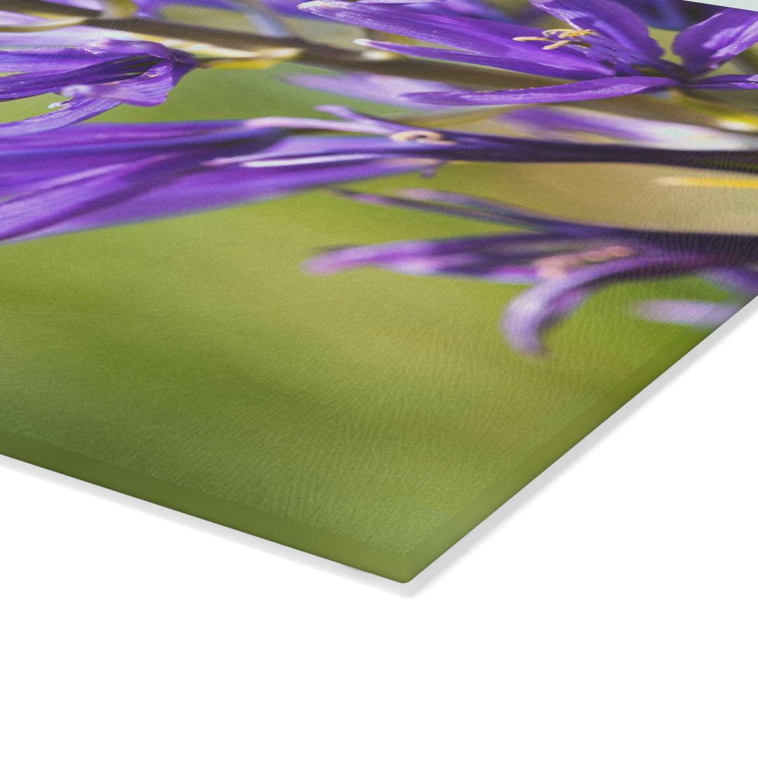 Camas in Bloom - Glass Cutting Board - Visiting This World