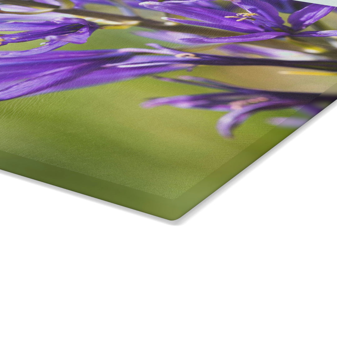 Camas in Bloom - Glass Cutting Board - Visiting This World