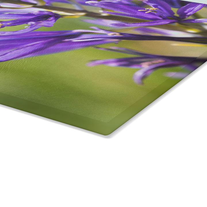 Camas in Bloom - Glass Cutting Board - Visiting This World