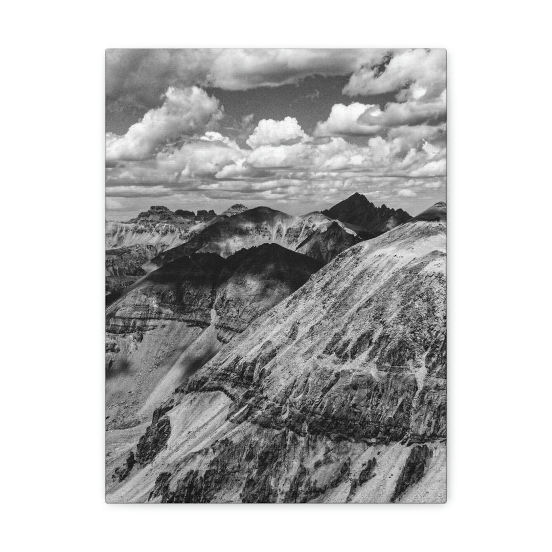 Imogene Pass From the Air in Black and White - Canvas