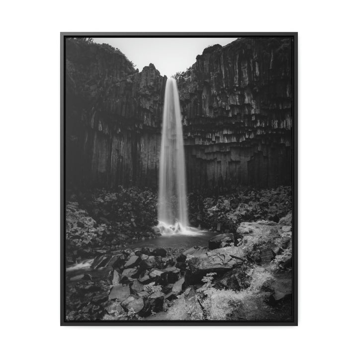 Svartifoss in Black and White - Canvas with Frame