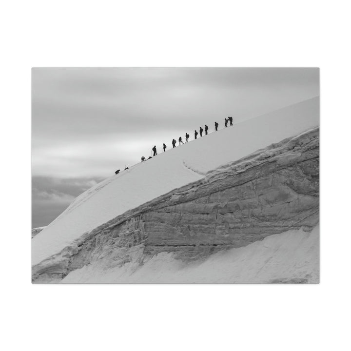 Preparing for the Climb in Black and White - Canvas