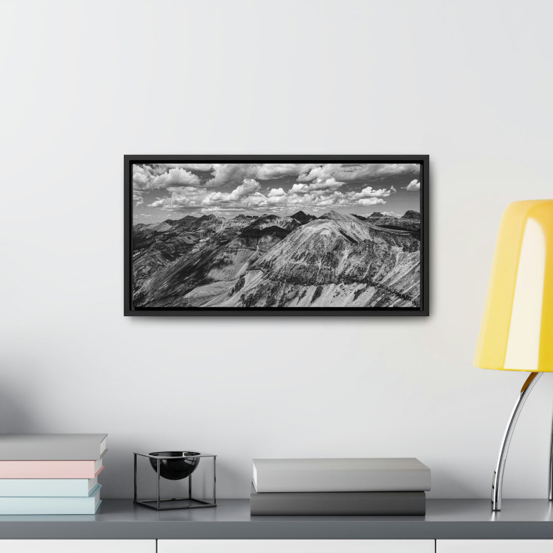 Imogene Pass From the Air in Black and White - Canvas with Frame