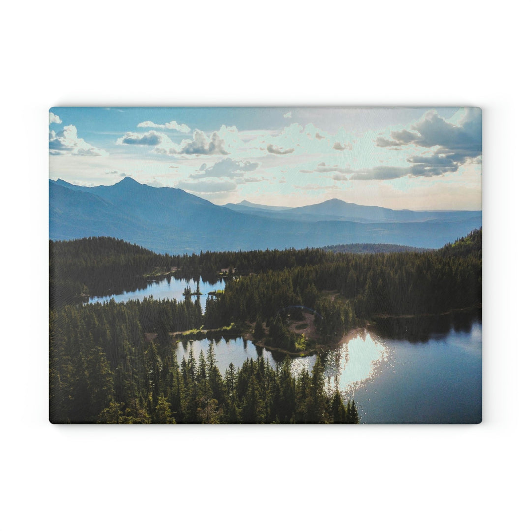 Cool Mountain Lakes - Glass Cutting Board - Visiting This World