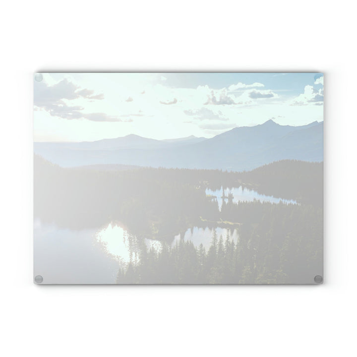 Cool Mountain Lakes - Glass Cutting Board - Visiting This World