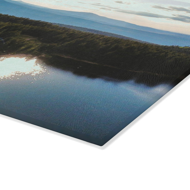 Cool Mountain Lakes - Glass Cutting Board - Visiting This World