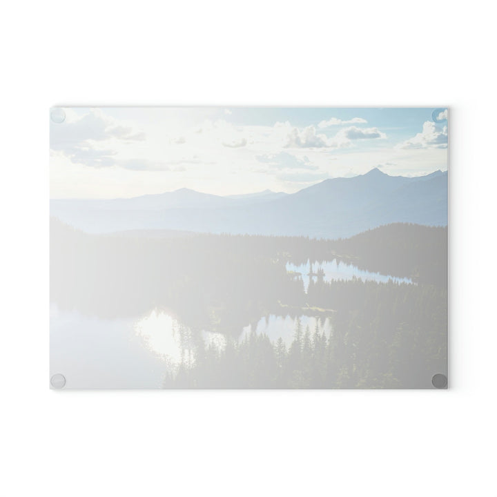 Cool Mountain Lakes - Glass Cutting Board - Visiting This World