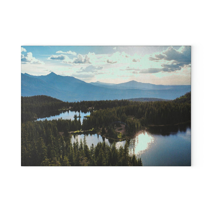 Cool Mountain Lakes - Glass Cutting Board - Visiting This World