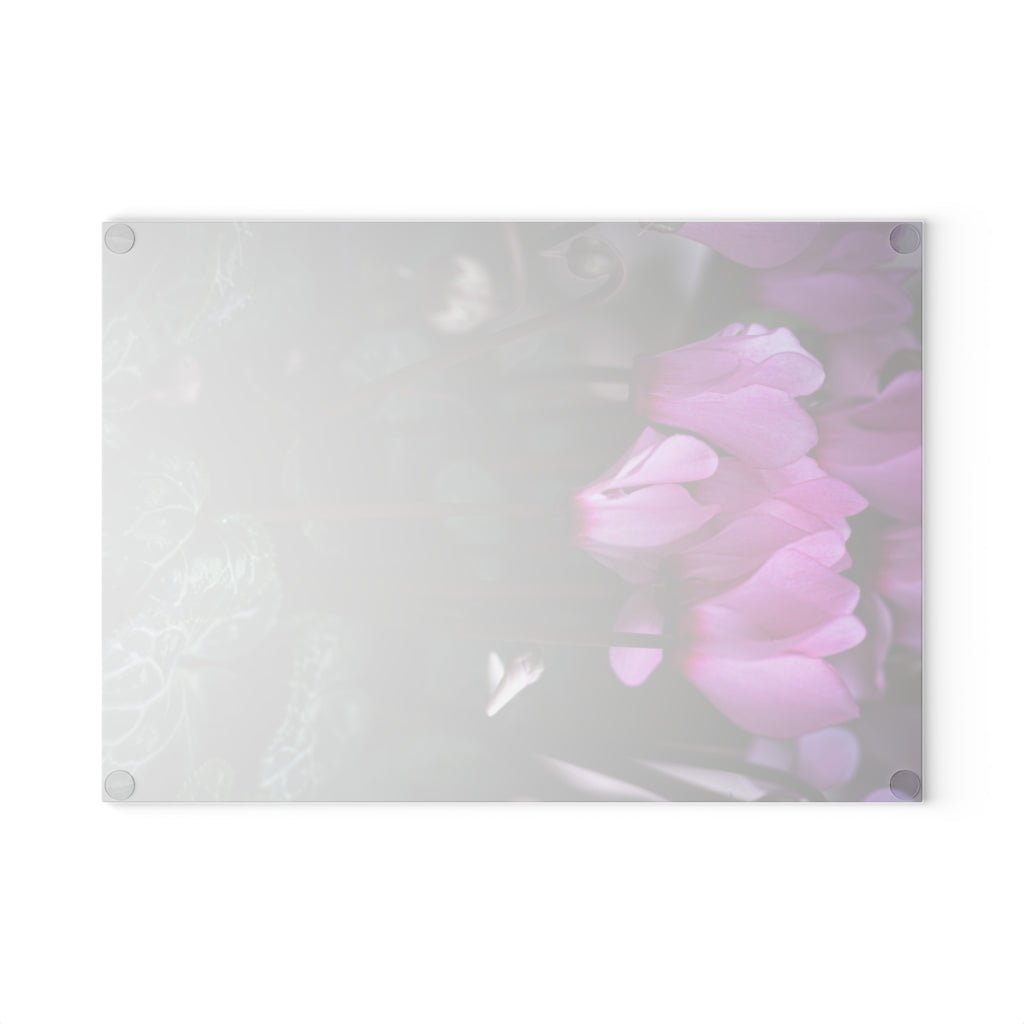 Cyclamen Reach - Glass Cutting Board - Visiting This World