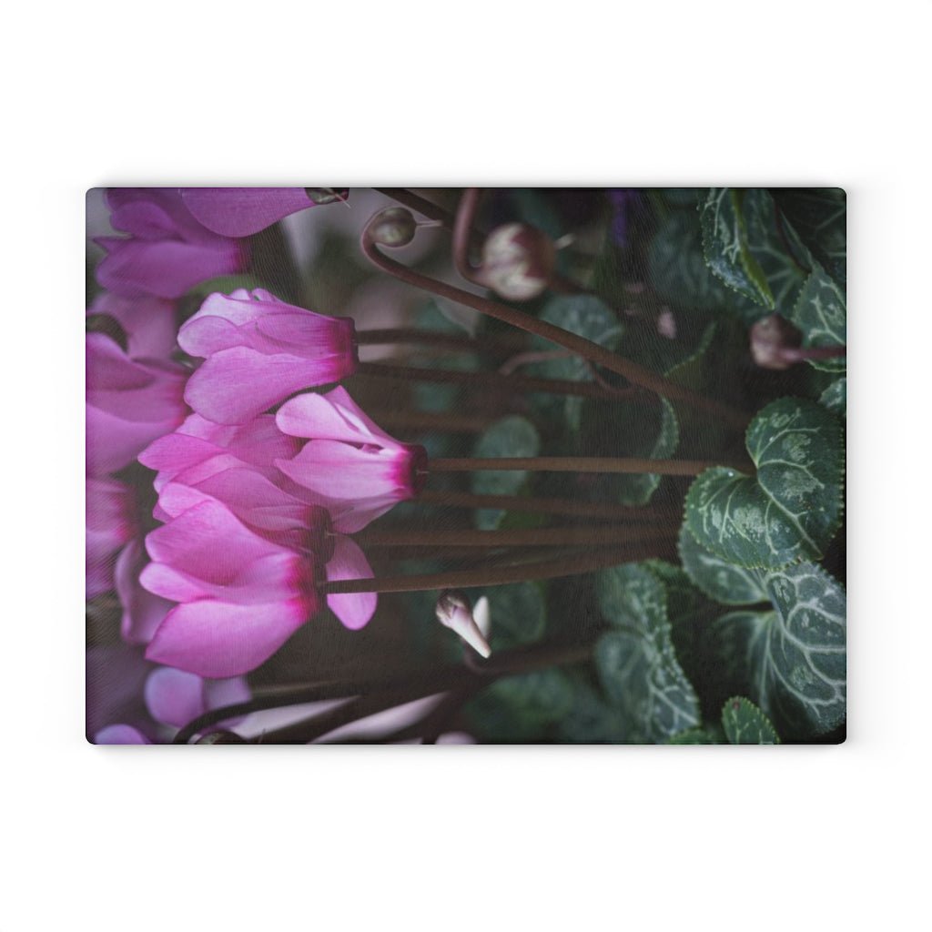 Cyclamen Reach - Glass Cutting Board - Visiting This World