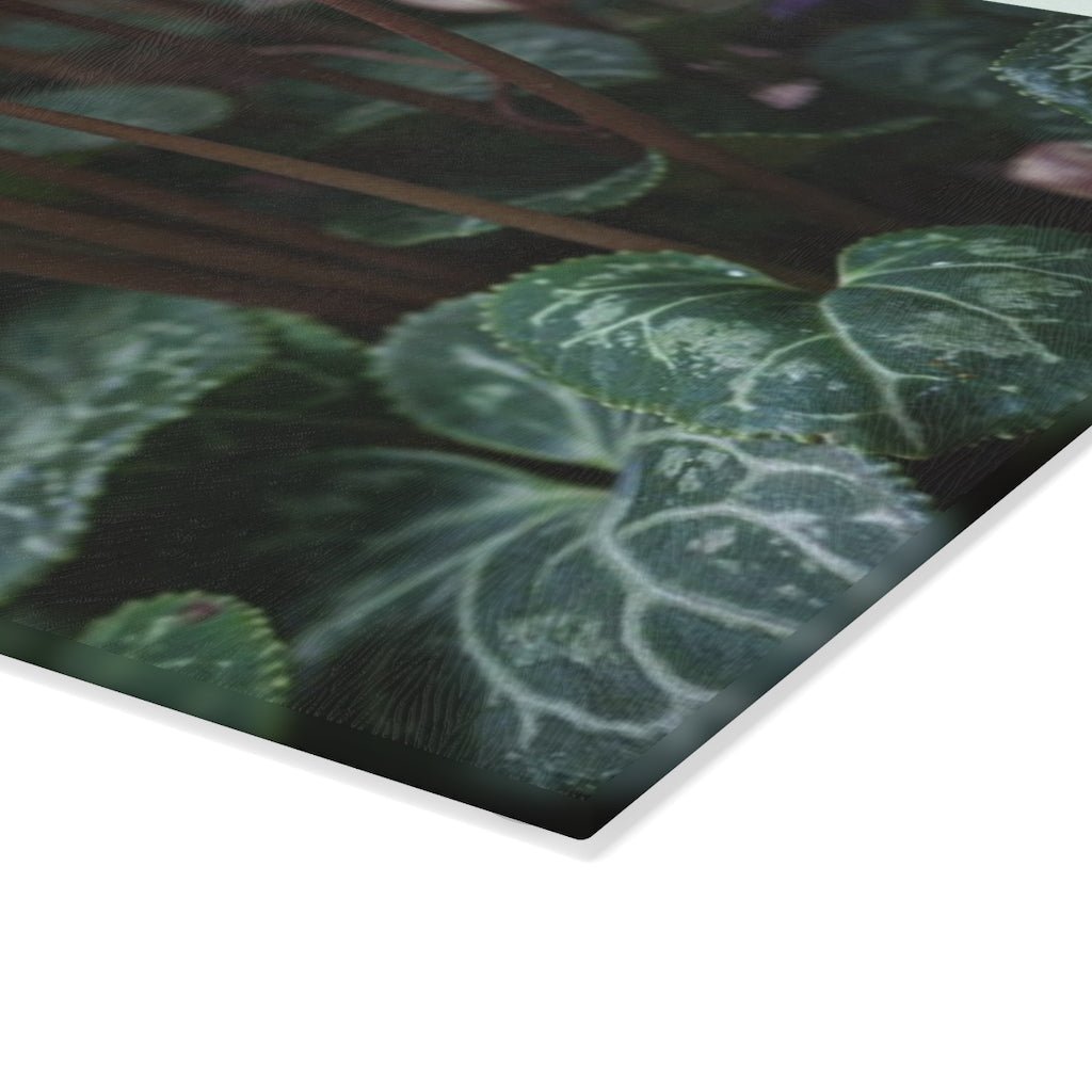 Cyclamen Reach - Glass Cutting Board - Visiting This World