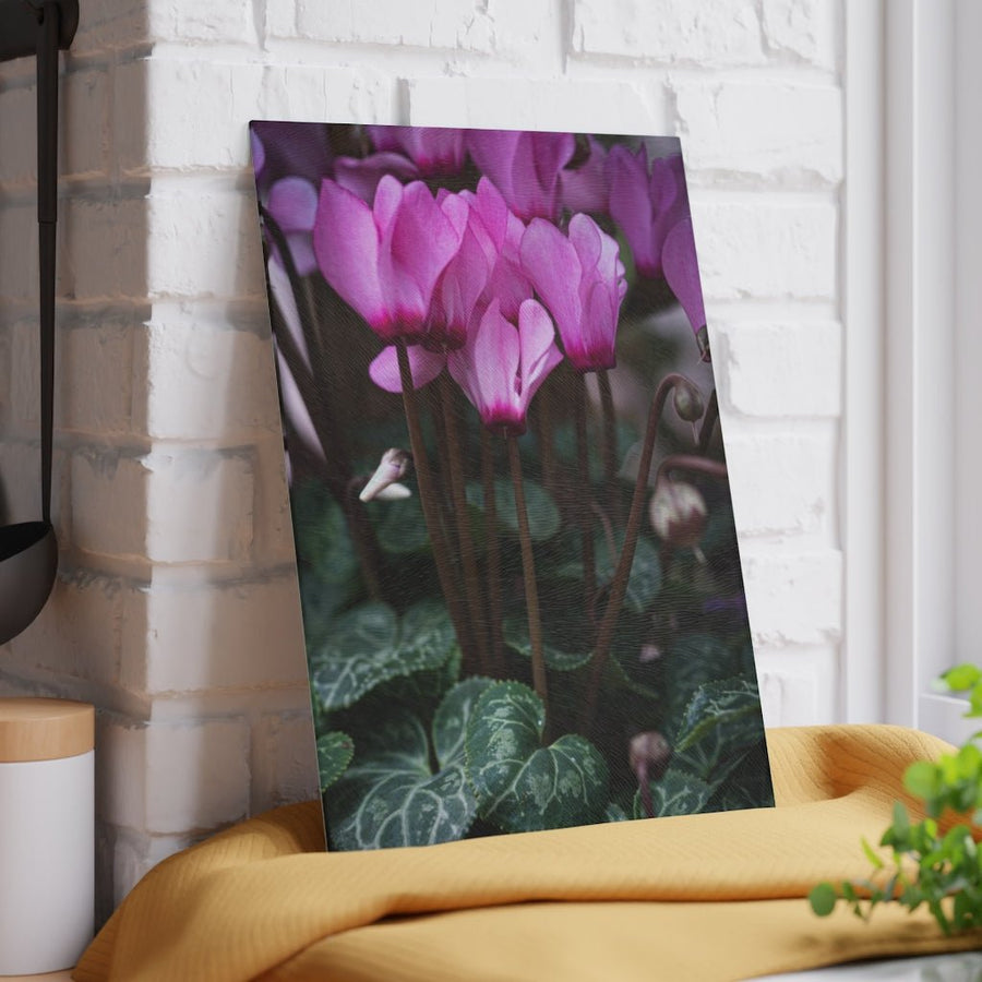 Cyclamen Reach - Glass Cutting Board - Visiting This World