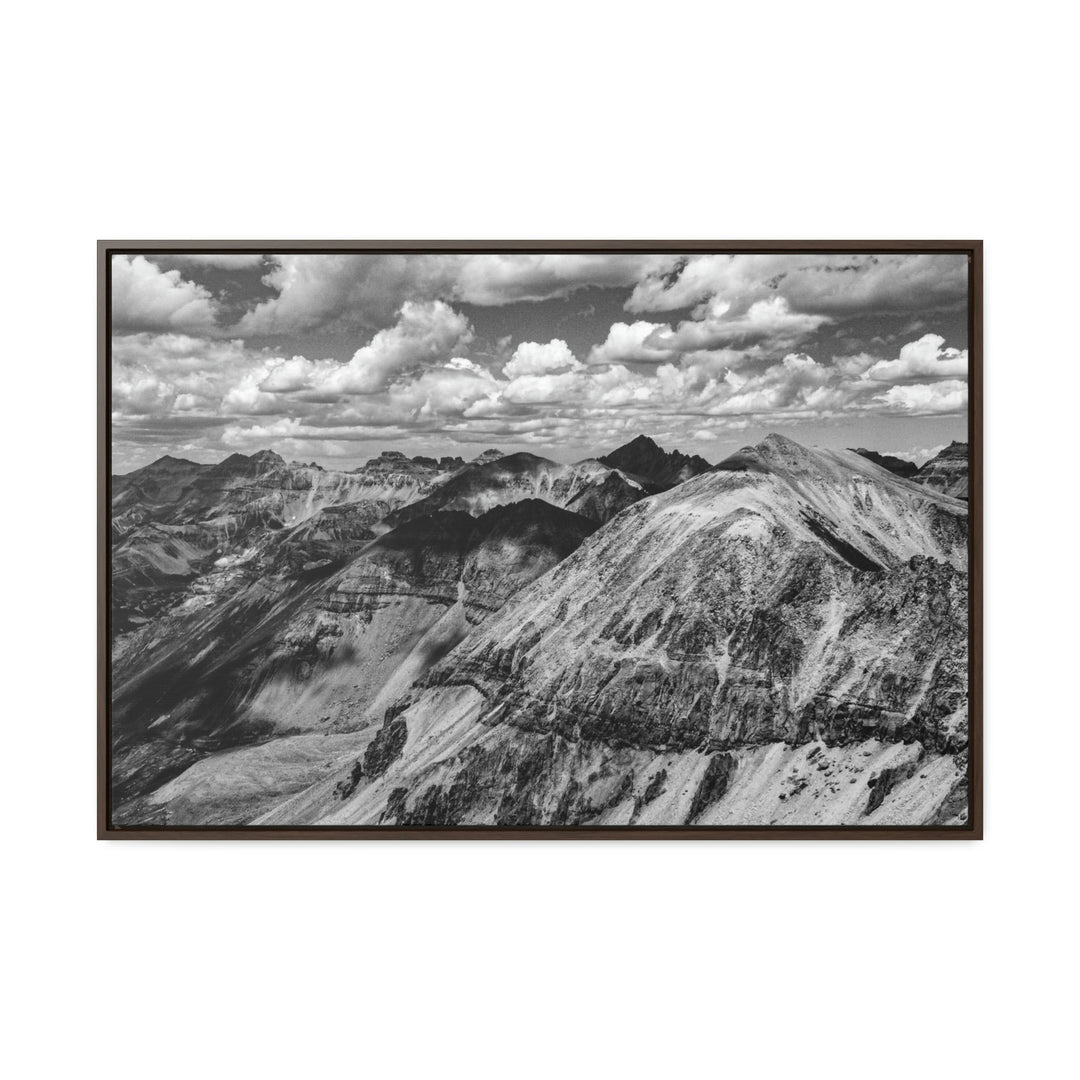 Imogene Pass From the Air in Black and White - Canvas with Frame