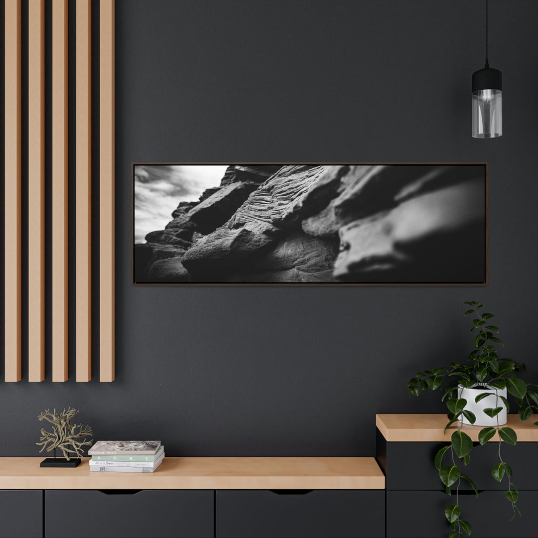 Layers of Rock in Black and White - Canvas with Frame