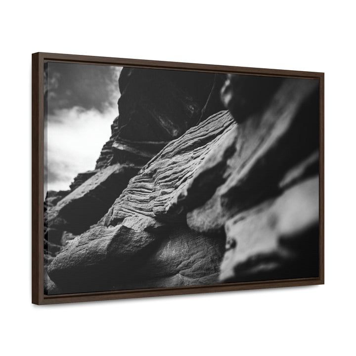 Layers of Rock in Black and White - Canvas with Frame