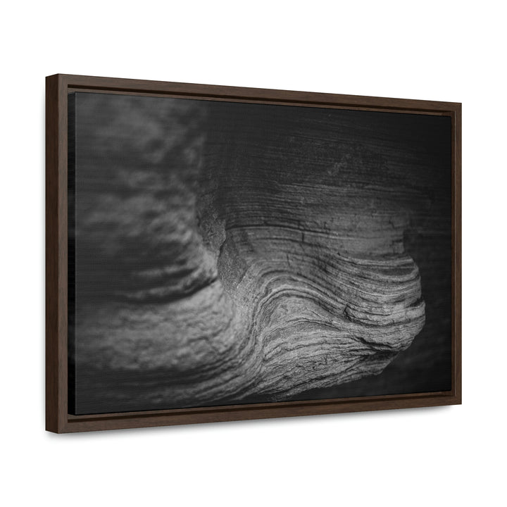 Sedimentary Rock Curves in Black and White - Canvas with Frame